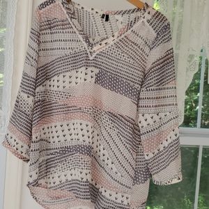 Maurices pink and grey blouse size large